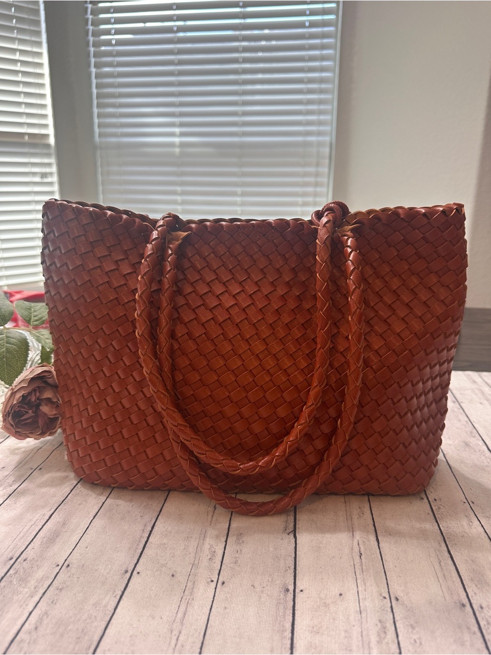 NWT By Anthropologie Slouchy Mini Woven Tote Bag - Picture 5 of 6